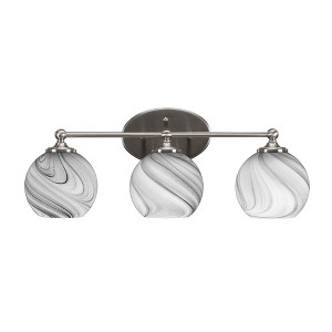 Toltec Lighting Capri 3 - Light Vanity in  Brushed Nickel with 5.75" Onyx Swirl Shade - 1 of 2