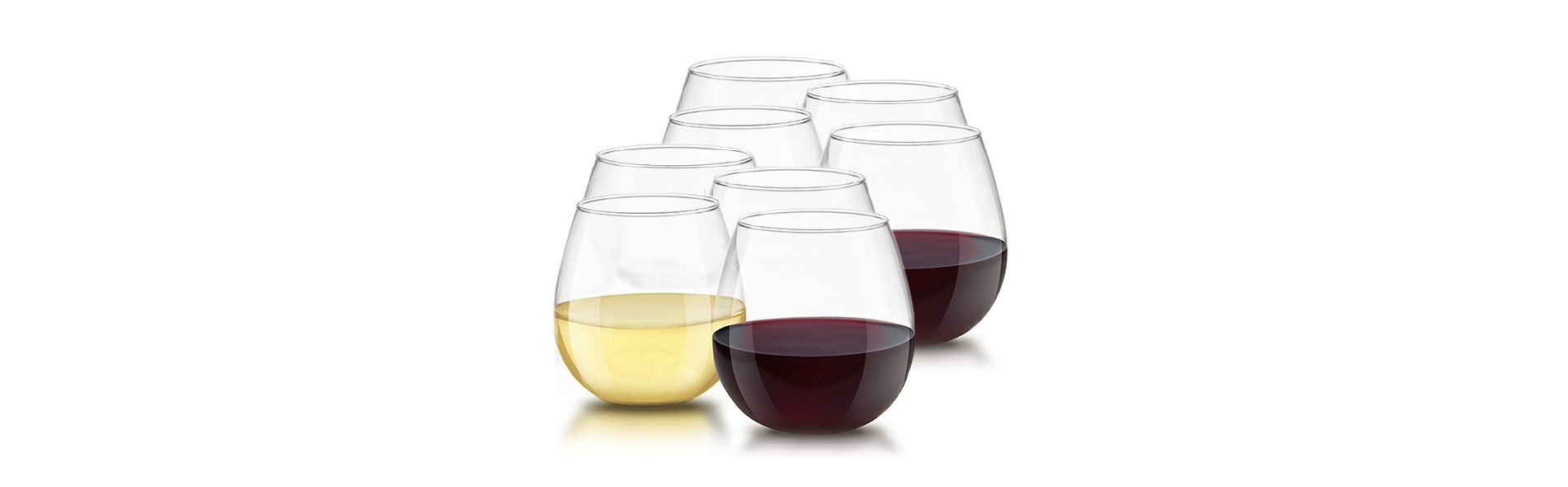 JoyJolt Spirits Stemless Wine Glasses for White or Red Wine - Set of 8 -15-Ounces