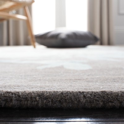 Hand-Tufted Grey Turquoise Round Wool 9' x 12' Area Rug