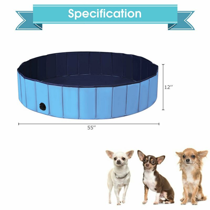 Costway 55'' Foldable Dog Pet Pool Kiddie Bathing Tub Indoor Outdoor Portable Leakproof, 2 of 11