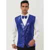 Lars Amadeus Men's Shiny Sequin Sleeveless Suit Vest Set with Bow Tie 2 Packs - 3 of 4