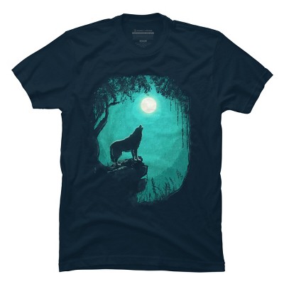 Men's Design By Humans Wolf Howl On A Moonlit Forest Night By T-Shirt