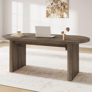 GustoWave 70.8 Inch Oval Computer Desk, Long Large Executive Desk Wooden Home Office Desk, Writing Table Computer Table for Home Office - 1 of 4