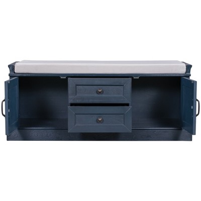 NicBex Modern 42.5" Storage Bench with 2 Drawers and 2 Cabinets for Living Room and Entryway