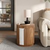 LuxenHome Modern MDF Wood Round Side Table with Ash Veneer, 18.5” Tall Brown - 2 of 4