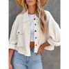 Womens Button Down Waffle Jackets with Front Pockets Boxy Cropped Casual Jackets with Reverse Seam Waffle Jacket Crop Coats - 2 of 4