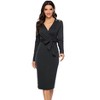Womens Long Sleeve Slim Midi Dress Wedding Guest Bodycon Dress with Belt Criss Cross V-Neck Elegant - 2 of 4