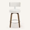 Bekrvio 26" Swivel Counter Height Bar Stools, Faux Leather Upholstered with Back, Walnut Wood Legs, Mid Century Kitchen Island Counter Chairs - 4 of 4