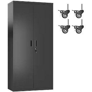 AOBABO 4-Shelf Metal Freestanding Cabinet, Garage Cabinet with Detachable wheels - 1 of 1