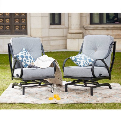 Steel Spring Patio Accent Chair Gray - Lokatse