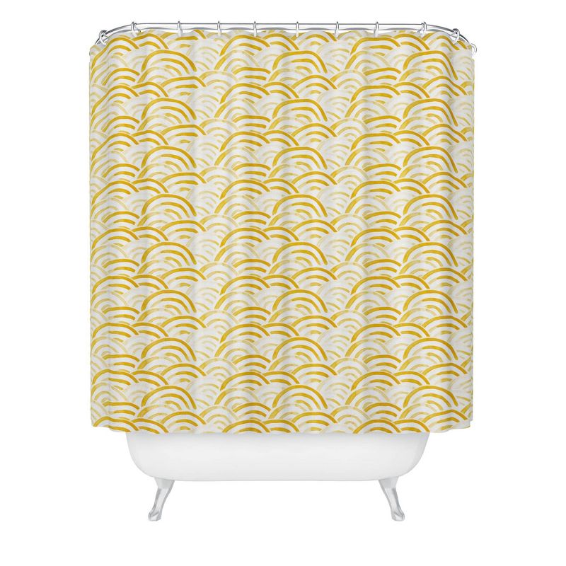 Watercolor Rainbows Gold Shower Curtain - Deny Designs, 1 of 5