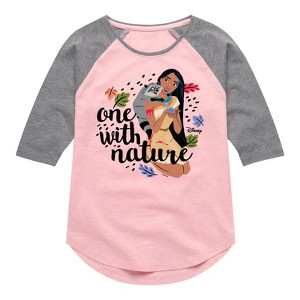 Girls' - Disney - One With Nature Shirt Tail Raglan Graphic T-shirt - 1 of 4