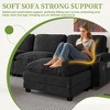 113'' Corduroy 3+1 L-Shaped Modular Sectional Sofa with Ottoman, Double-Layer Thick Cushion, Cup Holders and Storage Bags - 3 of 4