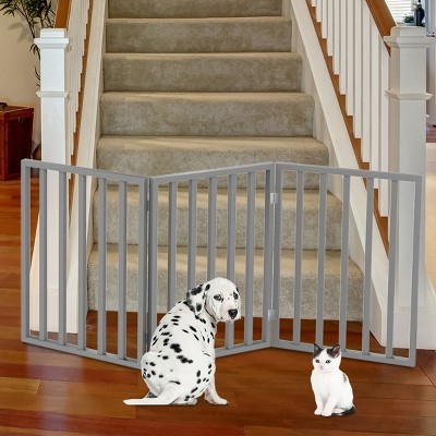 Indoor Pet Gate - 3-Panel Folding Dog Gate for Stairs or Doorways - 54x24-Inch Freestanding Pet Fence for Cats and Dogs by PETMAKER (Gray)