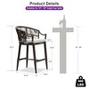 PURPLE LEAF Outdoor Bar Stools Set of 2 Patio Wicker Modern High Bar Chairs Metal Cushioned Barstools with Backs and Ergonomic Armrest - 3 of 4