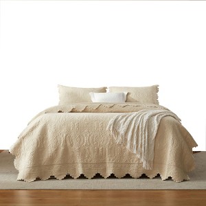 Marcielo 3 Pcs Embroidered Cotton Oversized Quilt Bedspread Set - 1 of 4