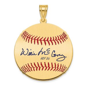 Black Bow Jewelry 14K Gold Plated Willie McCovey Signature MD Enamel Baseball Pendant - 1 of 4