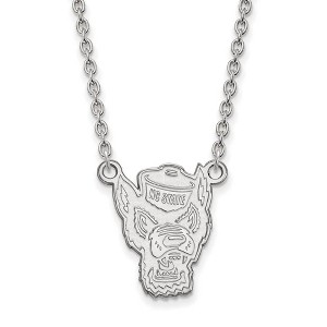 Black Bow Jewelry 10k White Gold North Carolina State Wolfpack NCAA Necklace 18 Inch - 1 of 4