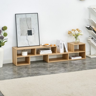 DOMETOUR 2 Piece Cube TV Stand, Gaming Entertainment Center with Open Shelves, Modular Media Console Bookcase for Living Room