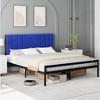 Platform Bed Frame with Velvet Headboard - 2 of 4