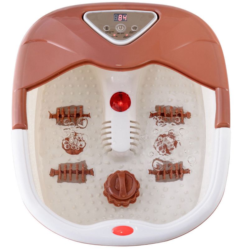 Costway Foot Spa Bath Massager LCD Display Temperature Control Heat Infrared Bubbles Brown, 1 of 10