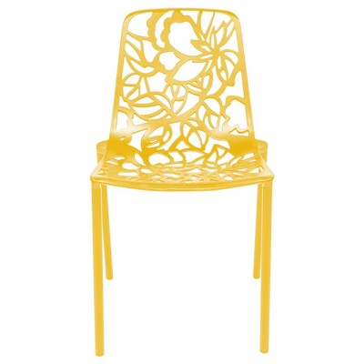 Devon Modern Yellow Aluminum Outdoor Stackable Dining Chair