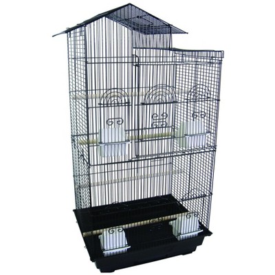 YML A6894 3/8 inches Bar Spacing Tall Villa Top Small Bird Cage Black 18 inches x 14 inches