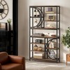 Hommoo 77-Inch Tall 8-Tier Industrial Bookshelf Brown - 2 of 4