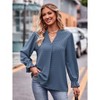 Women Boho Long Sleeve Shirts Dressy Casual v Neck Fall Fashion Tops Dot Flowy Blouses - 3 of 4