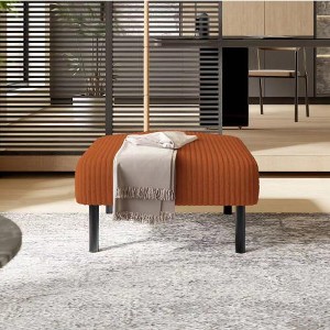 Lyngins Corduroy Fabric Ottoman Bench, Soft Foot Stool, Square Entryway Bench (Sturdy Solid Wood Frame, Non-Slip Feet for Living Room/Bedroom) - 1 of 4