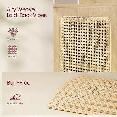 Natural Rattan-Like Modular Bookcase with Adjustable Shelves