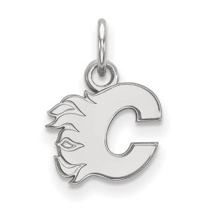 Black Bow Jewelry 10k White Gold Calgary Flames NHL Extra Small Pendant - 1 of 3
