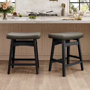 Captiva Designs 24 inch Height Bar Stool with Padded Seat & Solid Wood Frame & Footrest - 1 of 4