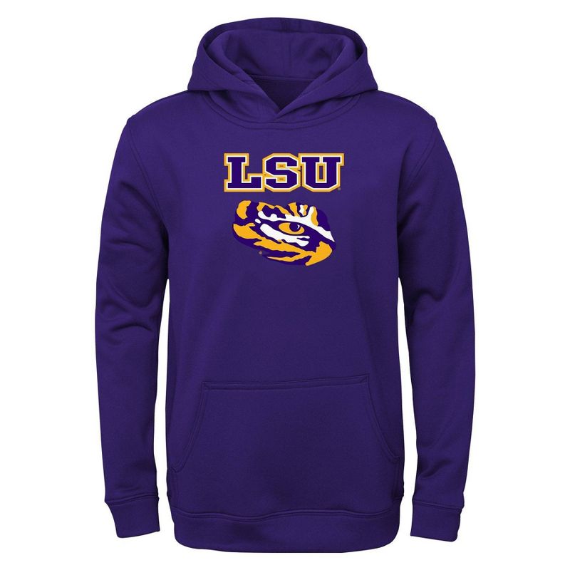 NCAA LSU Tigers Boys&#39; Poly Hooded Sweatshirt, 1 of 2