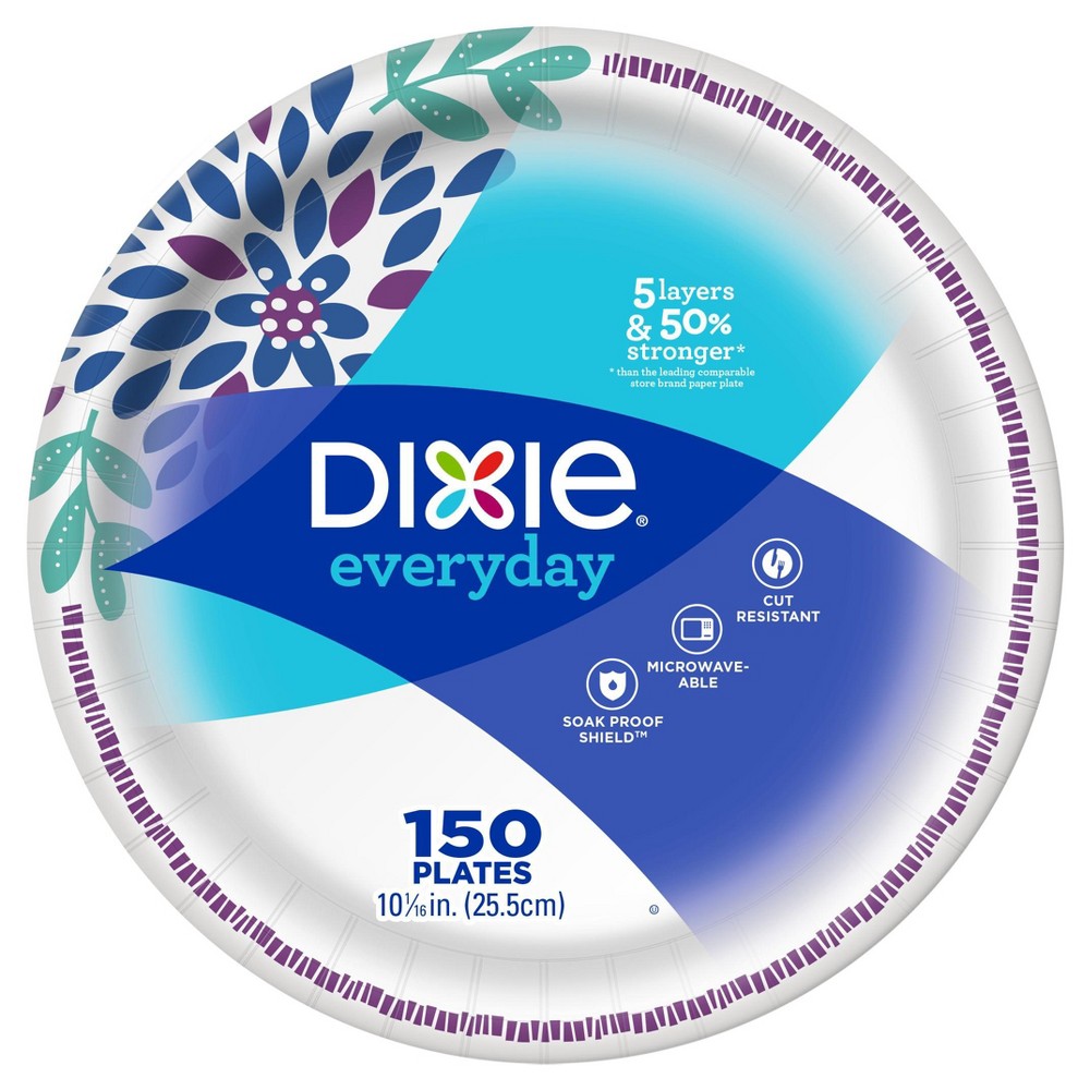 Dixie Everyday Paper Dinner Plates, 10", 150 Count