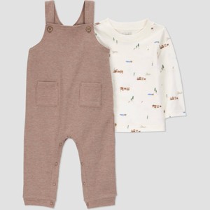 Carter's Just One You® Baby Boys' 2pc Overalls Set - Brown - 1 of 4