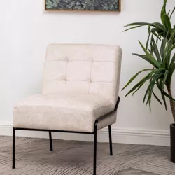 eLuxury Armless Upholstered Living Room Chair, Ivory