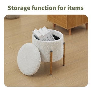VYNXARIA Modern Round Storage Ottoman, Ottoman Foot Stools With Metal Base, Ottoman Footstool with Removable Lid Storage Ottoman - 1 of 4