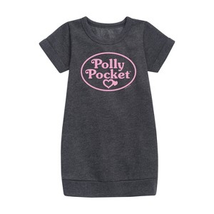 Girls' - Polly Pocket - Polly Pocket Pink Logo Graphic Short Sleeve Fleece Dress - 1 of 2