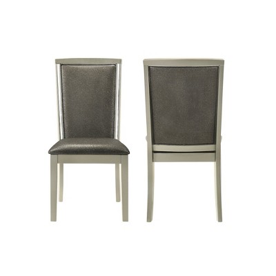 New Classic Furniture,Lumina Wood Dining Chair in Silver (Set of 2)