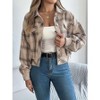 Coolmee Women's Fashion Cropped Shacket Button Down Shacket Jackets Casual Plaid Long Sleeve Crop Jackets Tops - 4 of 4