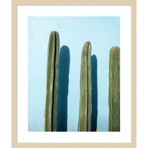 Amanti Art Oaxaca Cacti on Light Blue by Raisa Zwart Wood Framed Wall Art Print - 1 of 4