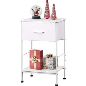 End Table with Fabric Storage Drawer, Bedside Furniture with Steel Frame, Side Table for Bedroom, Dorm, Easy Assembly - 1 of 4