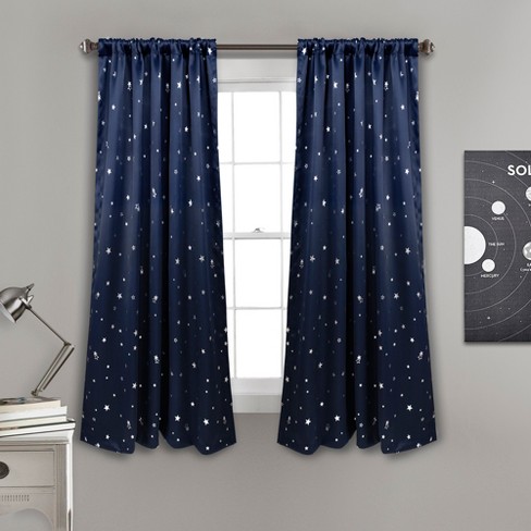 52 X63 Star Blackout Window Curtain Panels Navy Lush Dcor