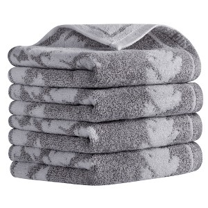 REGALWOVEN Leaves Pattern Cotton Soft Absorbent Decorative Hand Towels for Bathroom Kitchen 13 x 29 Inch - 1 of 4
