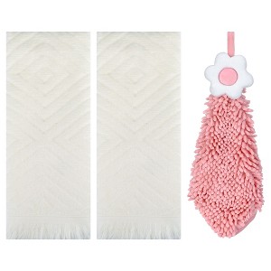 REGALWOVEN 3 Pcs Bathroom Soft and Absorbent Decorative Hand Towel - 1 of 4