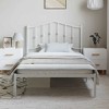 vidaXL Twin XL Metal Bed Frame with Headboard, Sturdy Steel, White, No Mattress - 3 of 4