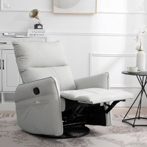 CAVINAS Rocking Recliner Chair, Swivel Nursery Rocking Chair, Swivel Chair Accent Chair, Glider Chair with Side Pocket, Home Theater Seating - 1 of 4