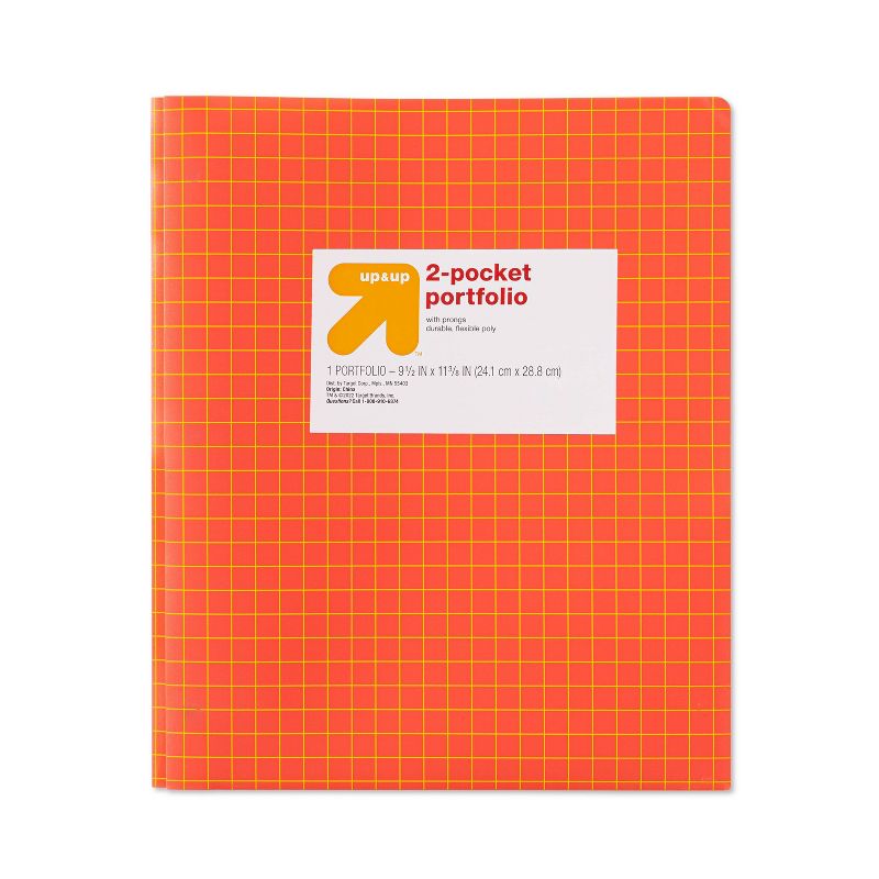 Poly Folder with Prongs Fashion Orange Grid - up &#38; up&#8482;, 1 of 4