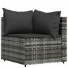 vidaXL 3 Piece Patio Lounge Set with Cushions Gray Poly Rattan - 4 of 4